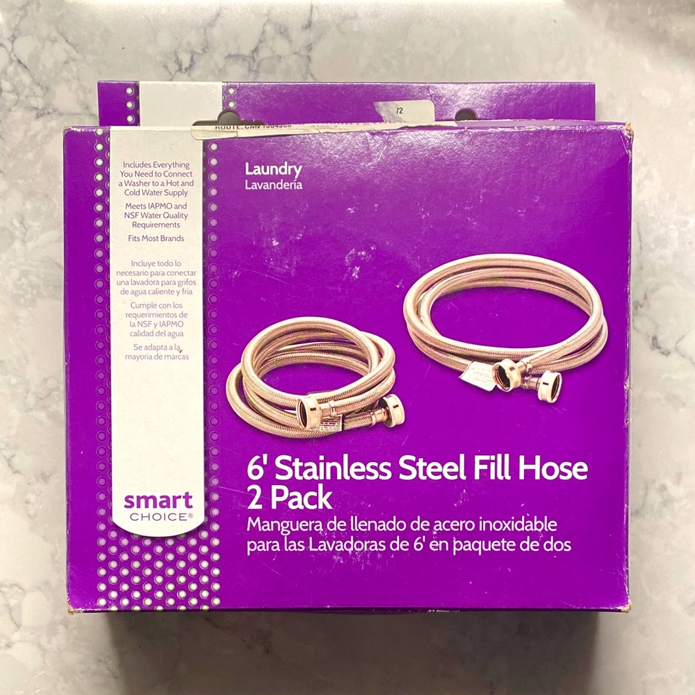 6’ Stainless Steel Fill Hose 2 Pack Laundry